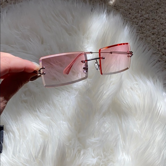 Rectangle Sunglasses Candy Color Rimless - Picture 4 of 5